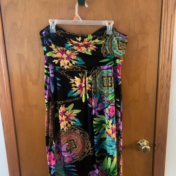 XL Jennifer Lopez Multicolor Floral Strapless Dress - Picture 4 of 5